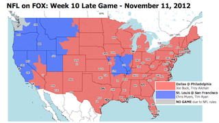 Illustration for article titled Which TV Market Is Getting Screwed This Sunday? An Analysis Of Week 10 NFL Viewing Maps